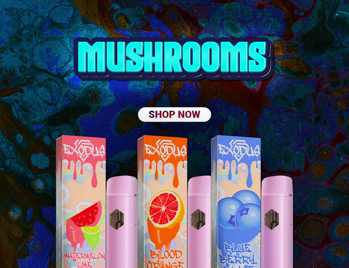a collection of shroom-themed vapes.