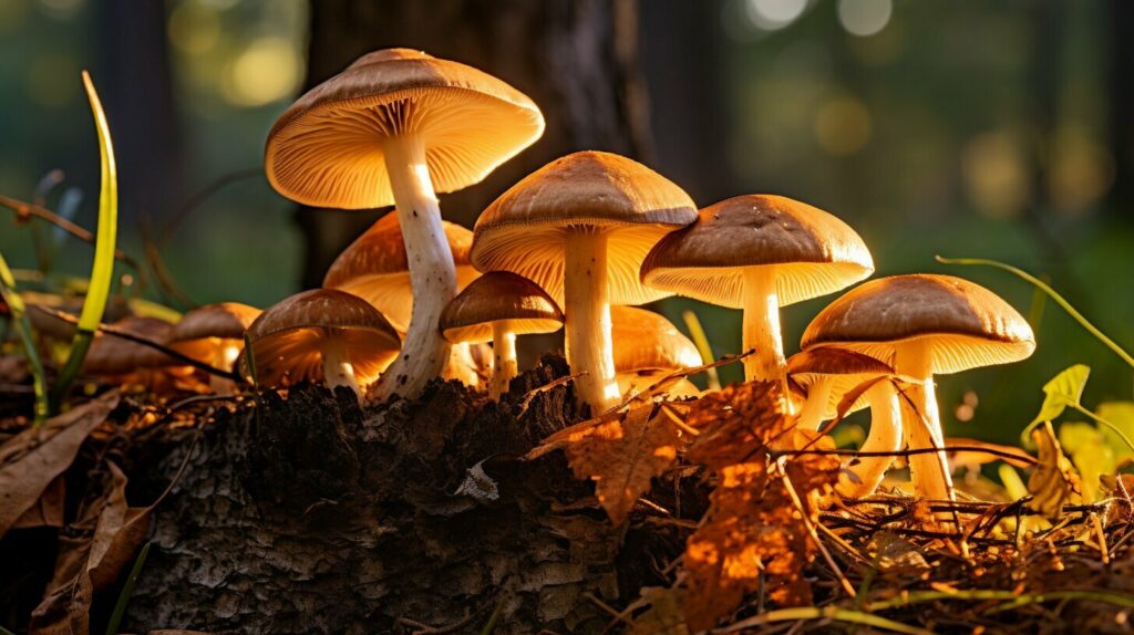 mushrooms and sunlight