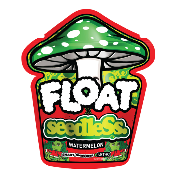 float float mushroom amanita delta-9 gummies 2500mg 25pc seedless watermelon in a mushroom.