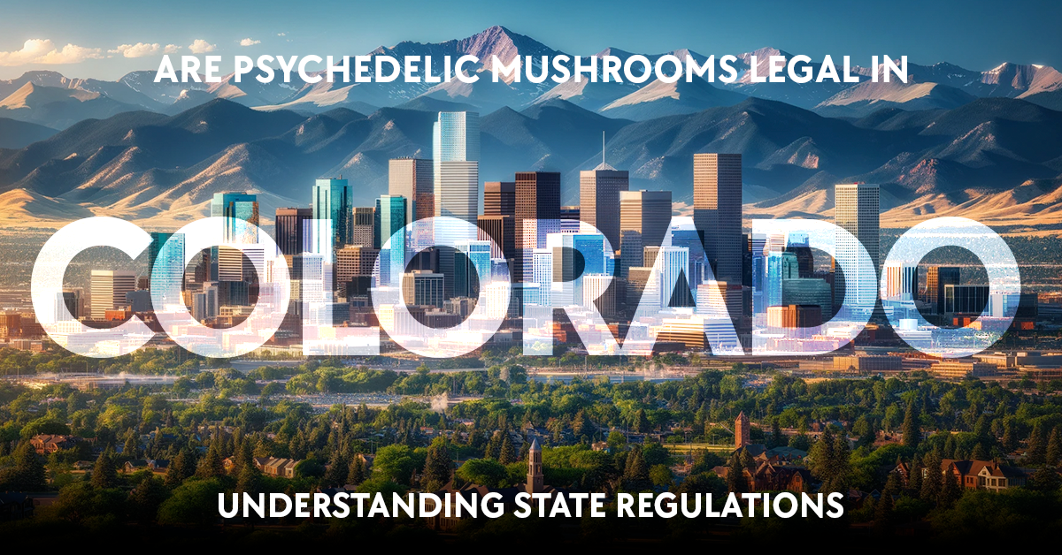 a vibrant cityscape showcasing the understanding of state regulations in colorado, particularly regarding the legality of psychedelic mushrooms.