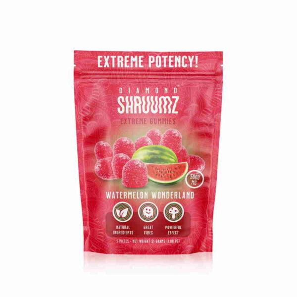 shirbz extreme potency watermelon and raspberry powder infused with mega dose extreme gummies for an extra burst of flavor.