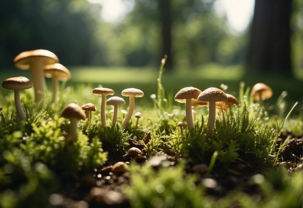 a common species of mushrooms can be spotted growing in the grass, making for great pictures and aiding in lawn mushroom identification.