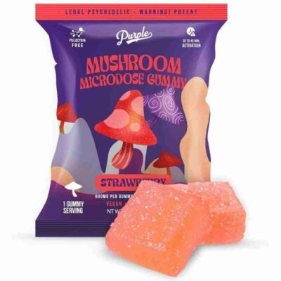 Purple magic mushroom microdose gummies 2pc strawberry